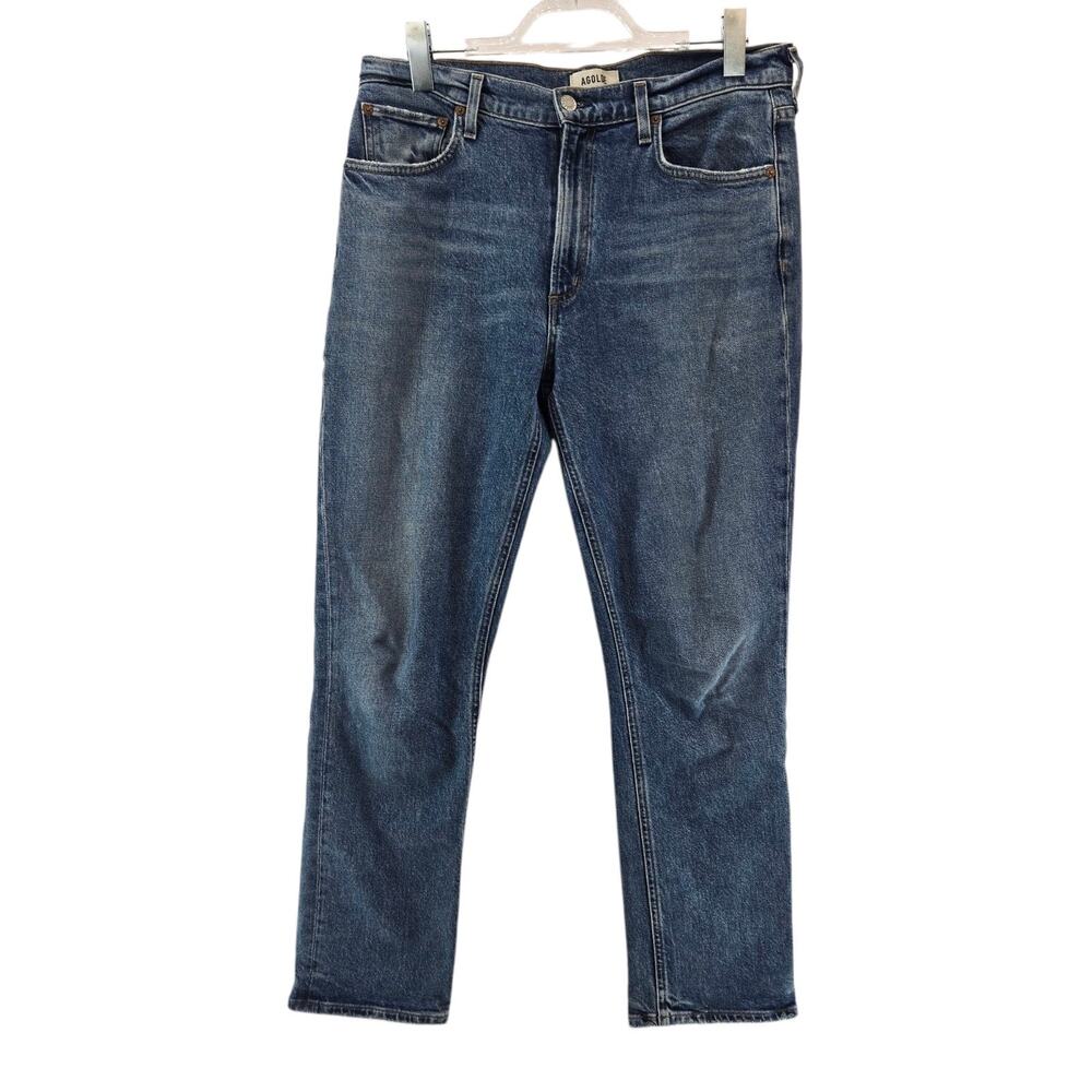 Agolde Merrel Jeans Womens 30 (34" Waist) High Rise Cropped Organic Cotton USA